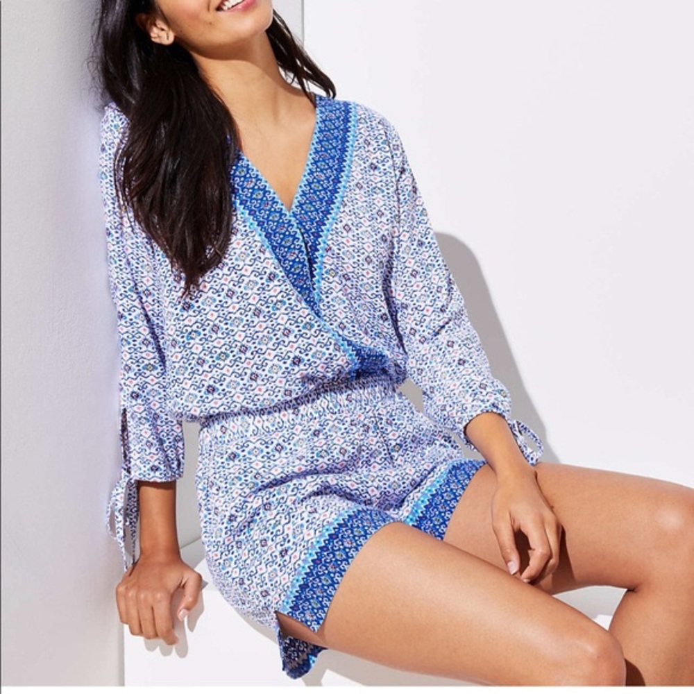 LOFT Beach Border Mosaic Wrap Romper